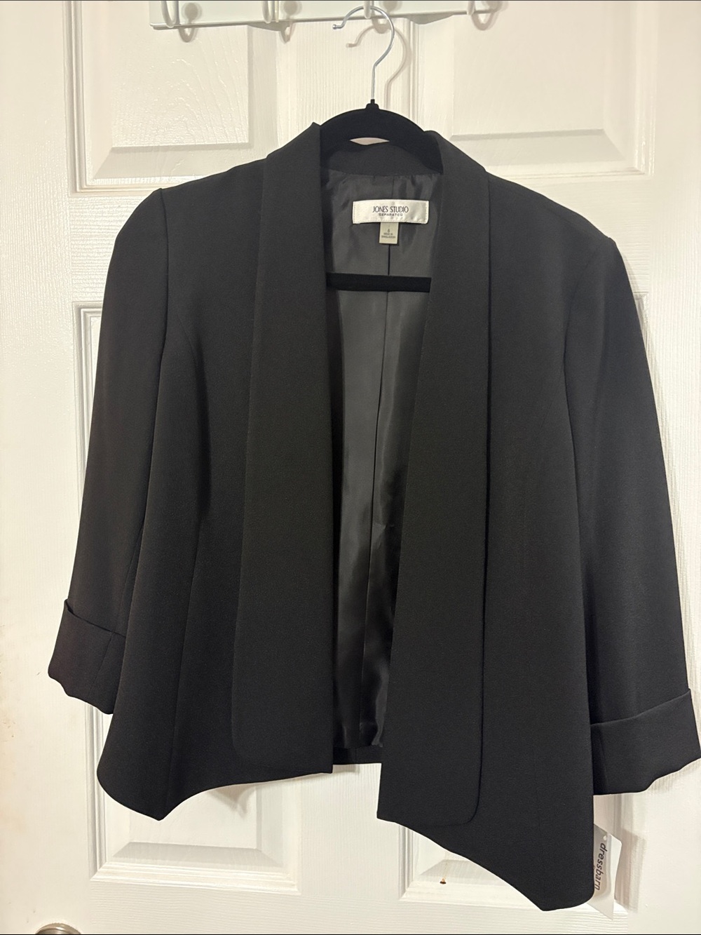 Jones Studio Black Draped Open-Front Blazer